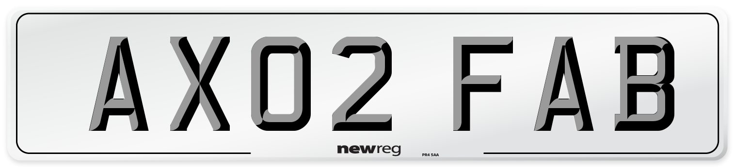 AX02 FAB Number Plate from New Reg